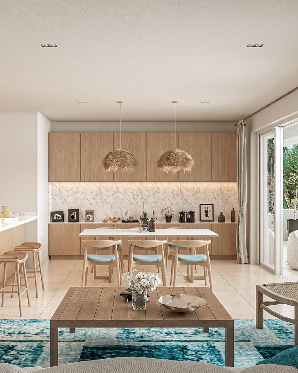Staged and styled vacation rental dining area